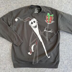 Disney Nightmare Before Christmas Sweatshirt Unisex Large Black Jack Skellington